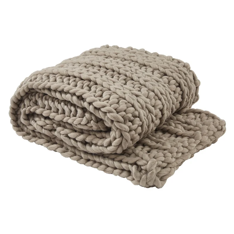Washable knitted cotton baby receiving blankets​Chunky Ribbed Knit Throw - Mushroom