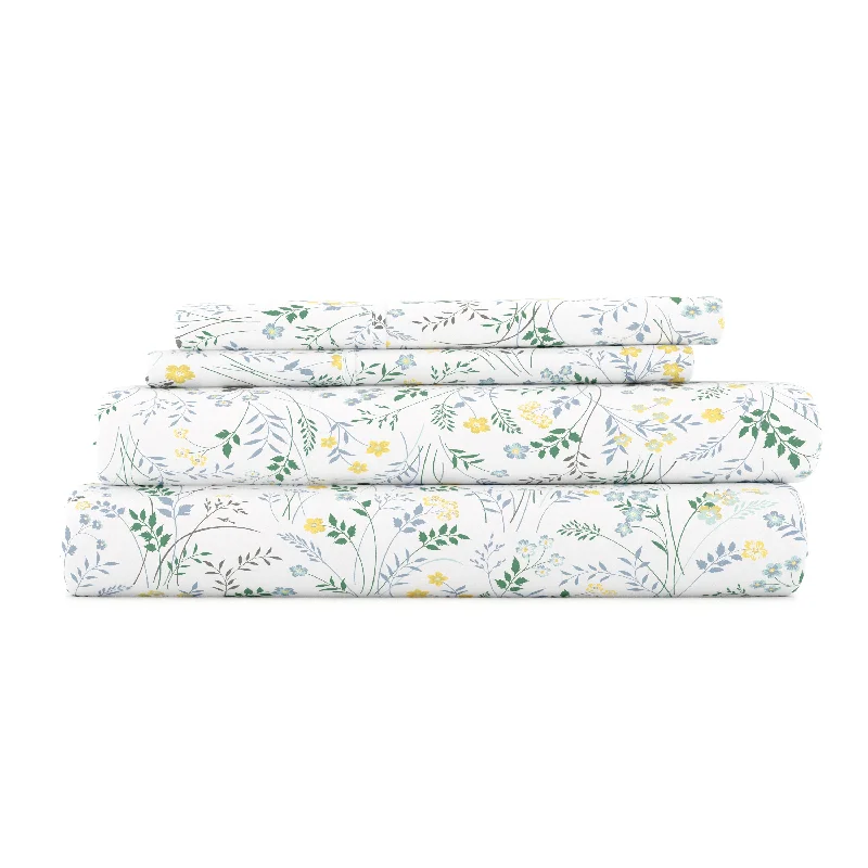Polyester - Cotton Blend Sheets for Durability and ComfortWildflower Pattern 4-Piece Sheet Set