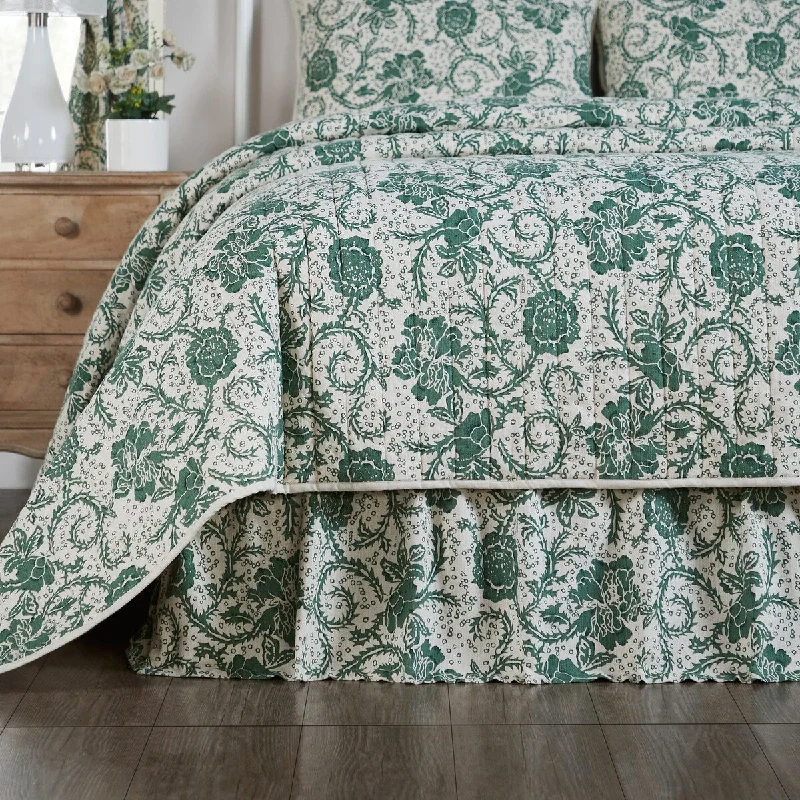 Bed skirts with a high - thread count for a quality feelDorset Green Floral Queen Bed Skirt 60x80x16 Bed skirts with a high - thread count for a quality feelDorset Green Floral Queen Bed Skirt 60x80x16