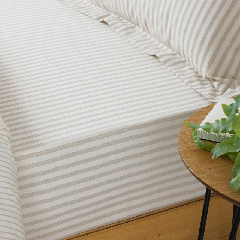 Organic Flannel Sheets for a Natural and Warm SleepHebden Striped Fitted Bed Sheet Natural