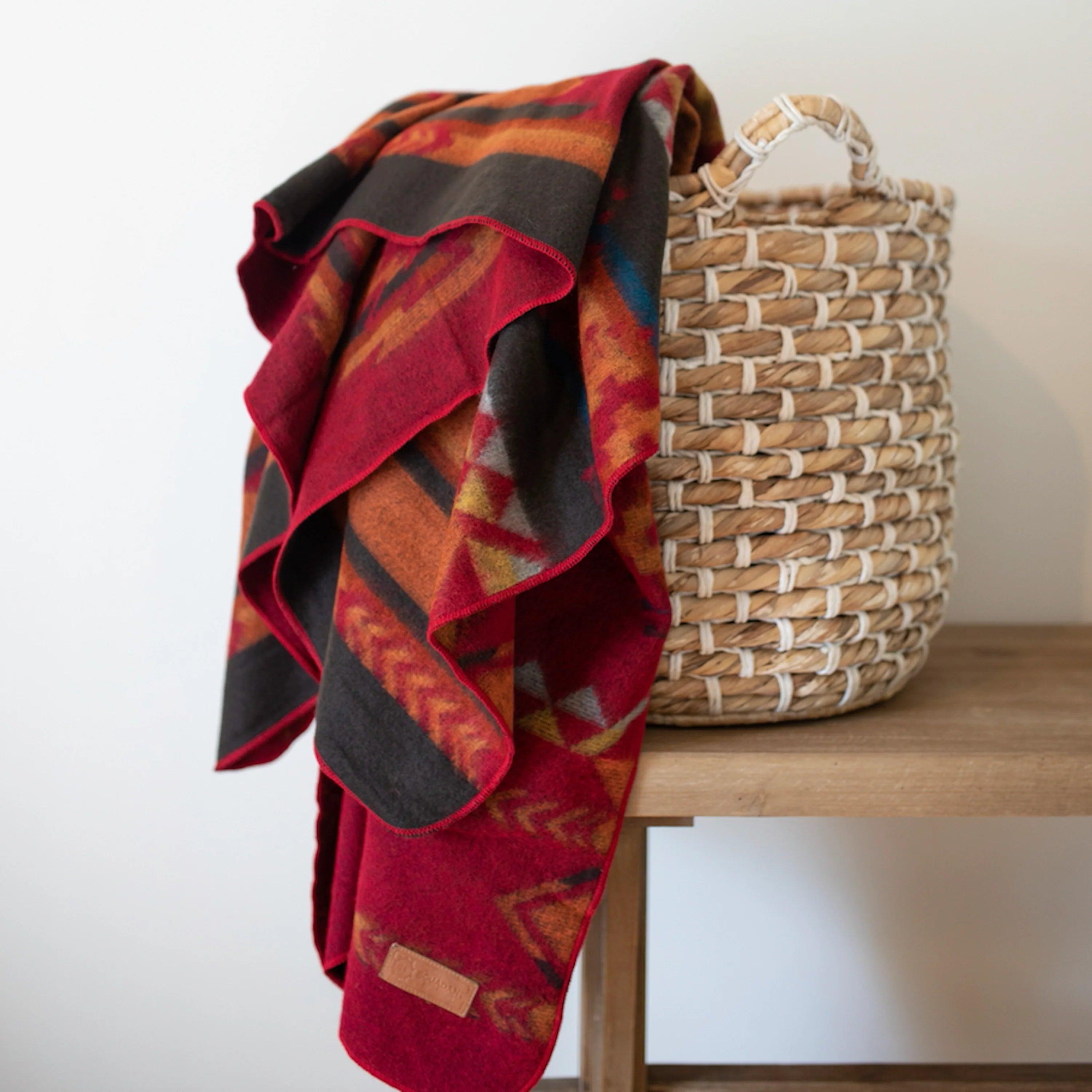Washable knitted cotton baby receiving blankets​Wildfire Red Handwoven Blanket