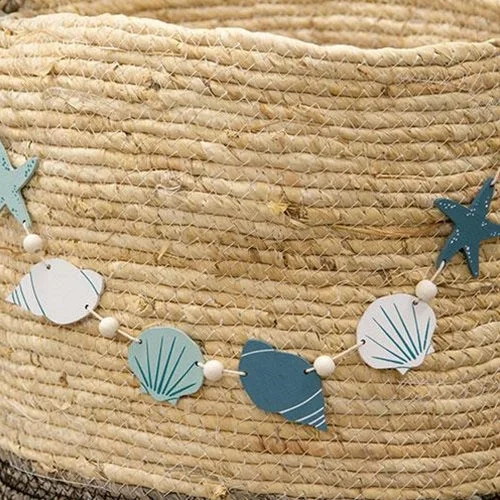 Linen bed skirts for a natural and rustic feelWooden Beaded Seashells Mini Garland
