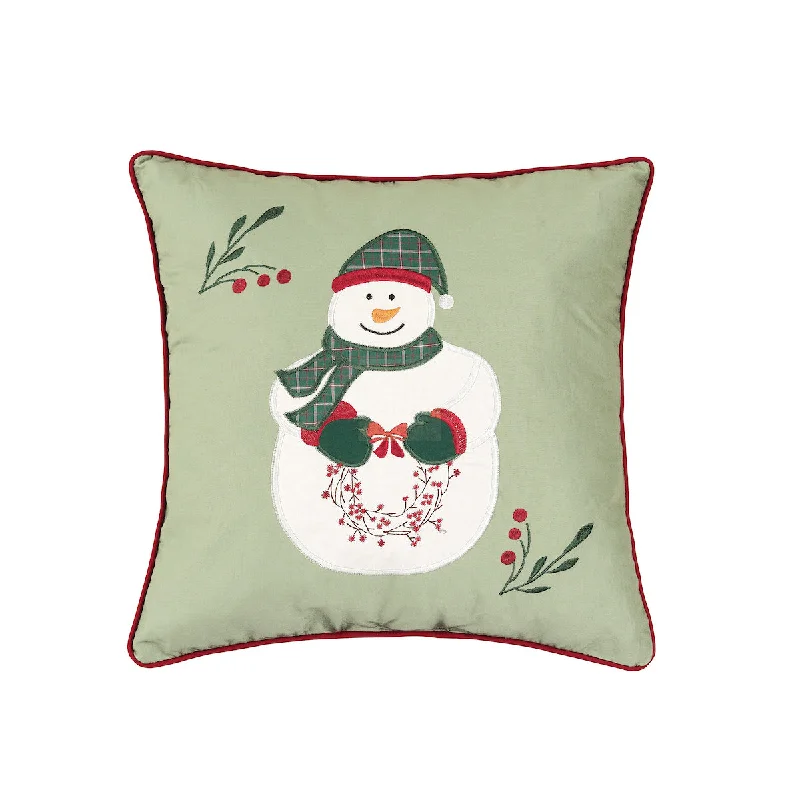 Down Alternative Pillows for Ethical ChoicesHolly Snowman Wreath Pillow