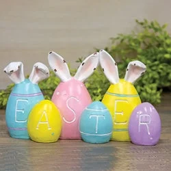 Bed skirts with a multi - colored patternEaster Bunny Ears Resin Sitter