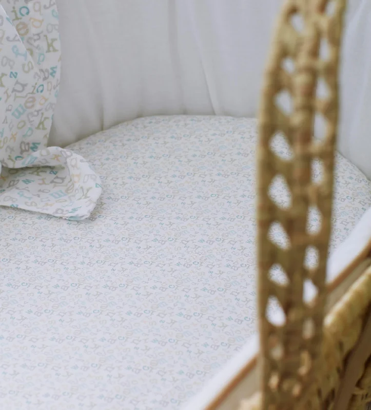 Twin - Size Sheet Sets with a Pillow ProtectorABC 100% Organic Cotton Moses Basket Fitted Sheet Twin - Size Sheet Sets with a Pillow ProtectorABC 100% Organic Cotton Moses Basket Fitted Sheet