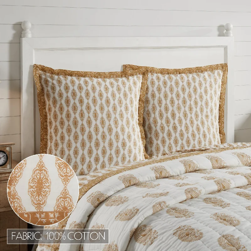 Bed skirts with a metallic thread for a touch of glamourAvani Gold Fabric Euro Sham 26x26 Bed skirts with a metallic thread for a touch of glamourAvani Gold Fabric Euro Sham 26x26