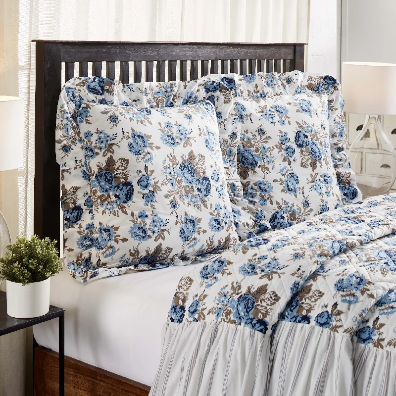 Plush Pillows for a Cozy BedAnnie Blue Floral Fabric Euro Sham 26x26 VHC Brands