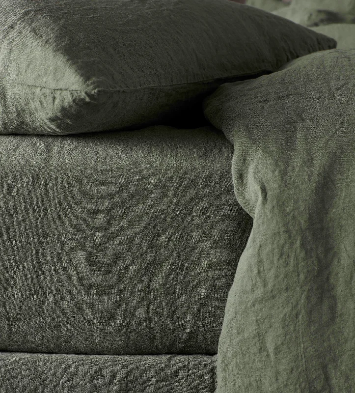Linen - Cotton Blend Sheets for a Natural and Versatile OptionOlive Green 100% Linen Fitted Sheet Linen - Cotton Blend Sheets for a Natural and Versatile OptionOlive Green 100% Linen Fitted Sheet