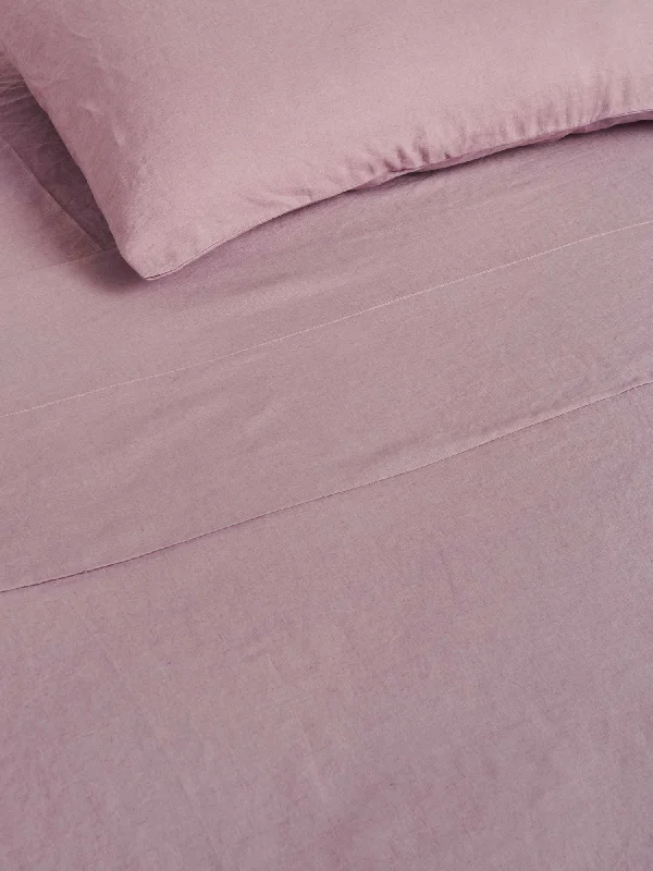 Hypoallergenic Silk Sheets for Sensitive Sleepers100% Linen Flat Sheet in Violet