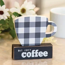 Bed skirts with a paisley print for an exotic feelBut First Coffee Buffalo Check Coffee Cup on Base