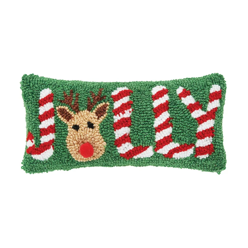 Plush Pillows for a Cozy BedJolly Deer Hooked Mini Pillow
