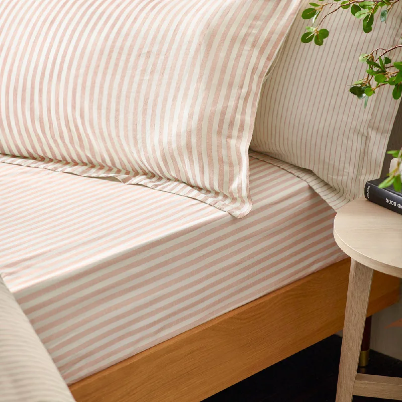 Flat Sheets with a High - Quality Finish for a Luxurious LookHebden Striped Fitted Sheet Blush Flat Sheets with a High - Quality Finish for a Luxurious LookHebden Striped Fitted Sheet Blush