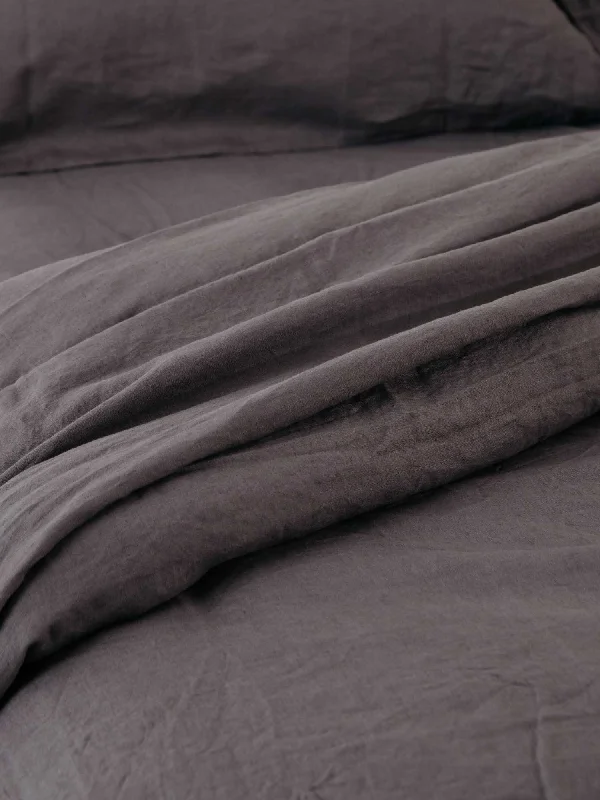 Hypoallergenic Silk Sheets for Sensitive Sleepers100% Linen Flat Sheet in Storm