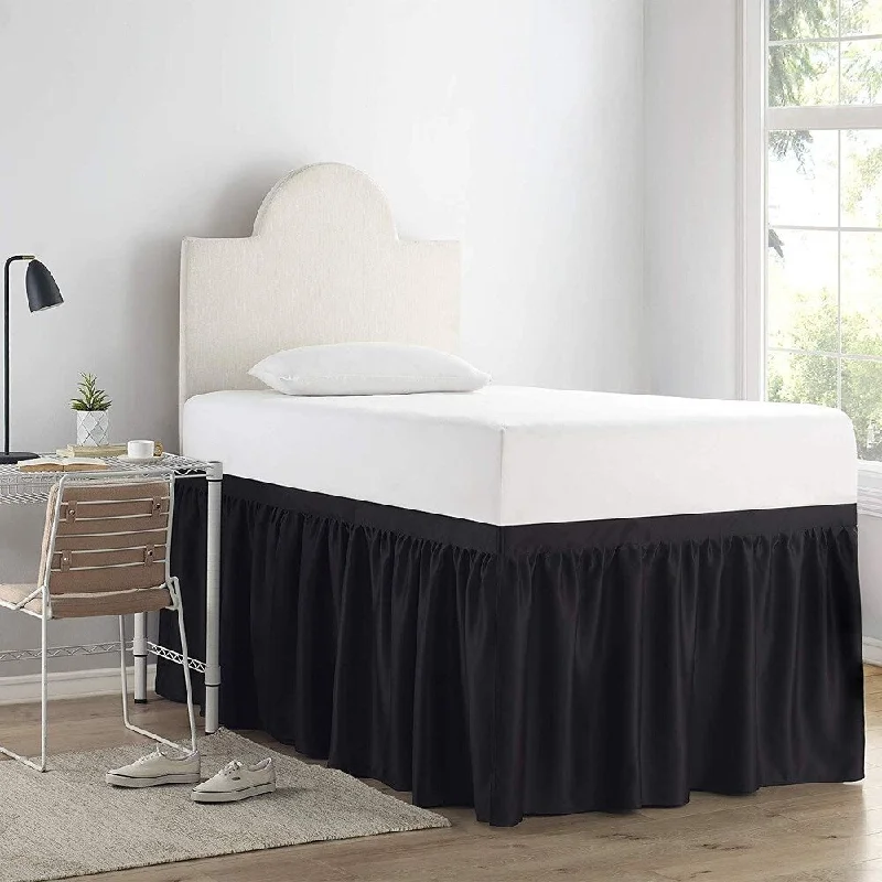 Twin - size bed skirts for a single bedLuxury Plush Dorm Sized Bed Skirt Panel with Ties (3 Panel) Twin - size bed skirts for a single bedLuxury Plush Dorm Sized Bed Skirt Panel with Ties (3 Panel)