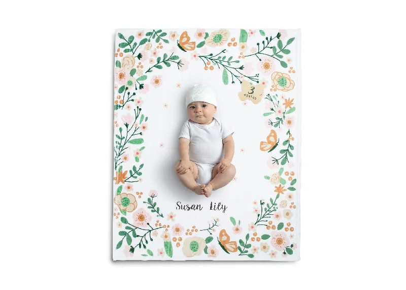 Ultra - soft minky baby swaddle blanketsChenille blankets with a thick and fuzzy texturePersonalized Milestone Baby Blanket Ultra - soft minky baby swaddle blanketsChenille blankets with a thick and fuzzy texturePersonalized Milestone Baby Blanket