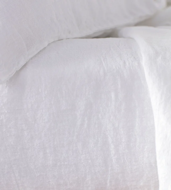 Queen - Size Sheet Sets with a European Pillowcase SetWhite 100% Linen Euro Fitted Sheet