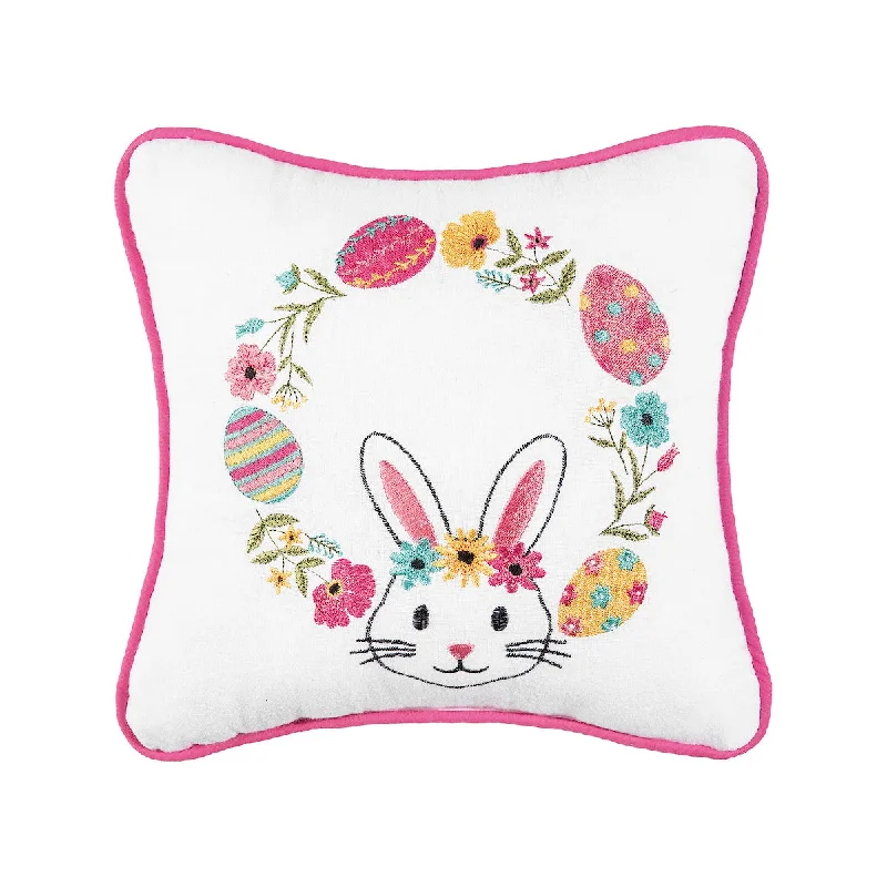 Square Pillows for Modern Home DecorBunny Egg Wreath Mini Pillow