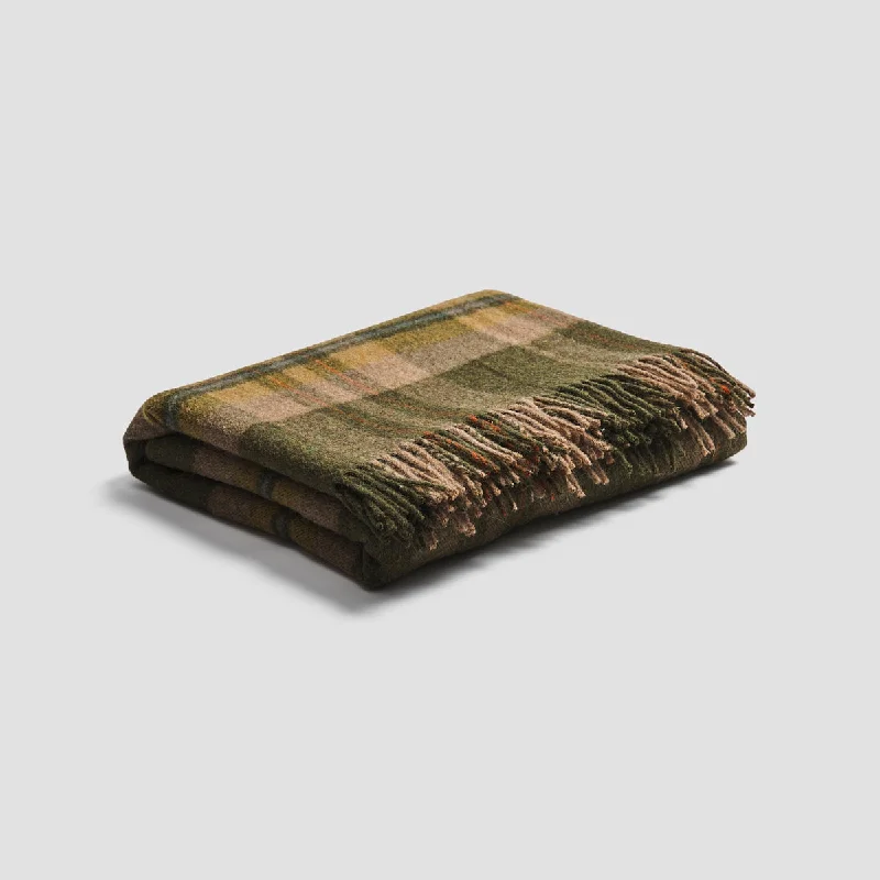 Fleece - backed waterproof car seat blankets​Fern Green Plaid Cabin Wool Blanket
