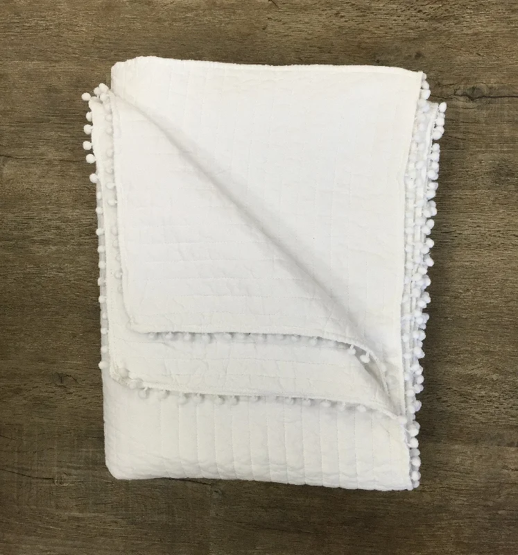 Firm Pillows for Side SleepersPom Pom Twin Quilt - White