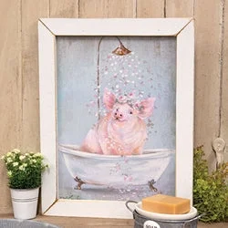 Bed skirts with a metallic thread for a touch of glamourPiggy in Petals Framed Print
