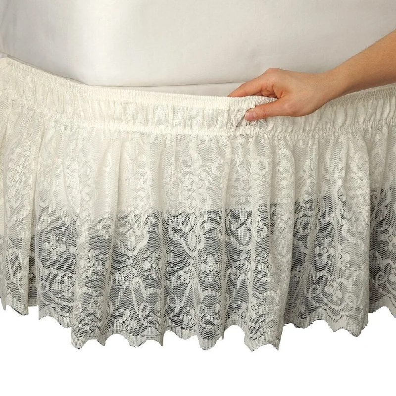 California king bed skirts for a larger bedLace Trimmed Bed Wrap Ruffle Bed Skirt