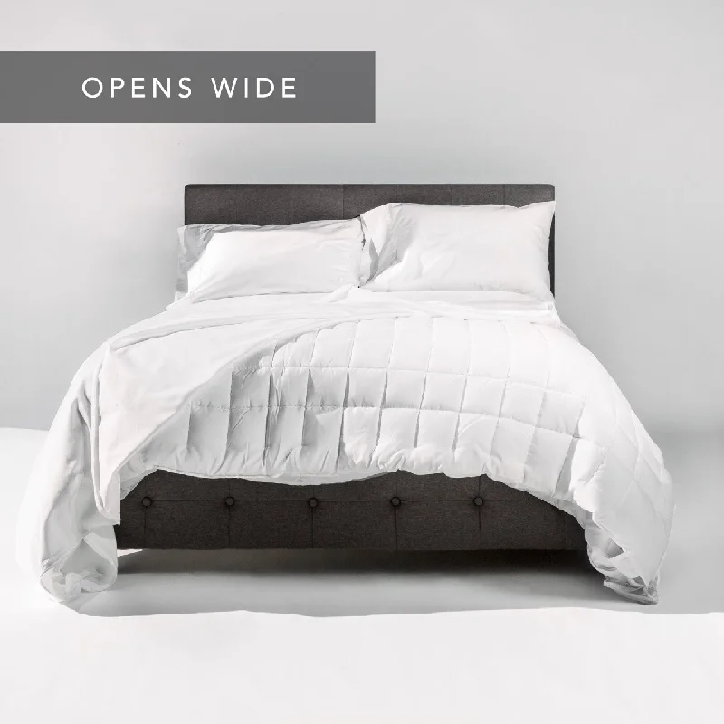 Jersey - Knit Sheets for a Comfortable and Casual BedThe New-Way Duvet Cover | Easy: Zips Open Wide on 2 Sides | No Bunching: Comforter Clips In | Quick Adjustments w/Hidden Side Vents | 100% Cotton Sateen