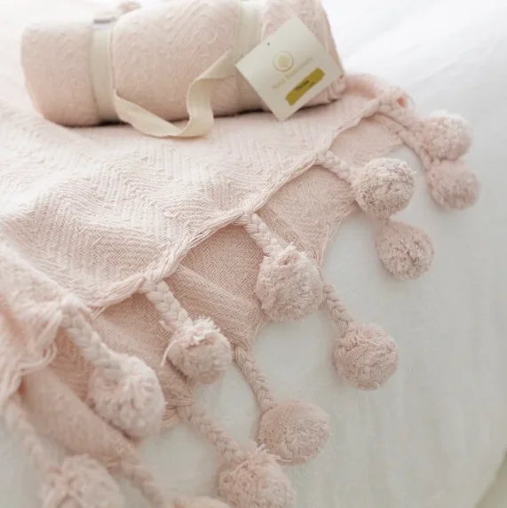 Organic linen breathable summer throwsMohair blankets with a unique sheen and softnessPom-Pom Cotton Pink Throw Organic linen breathable summer throwsMohair blankets with a unique sheen and softnessPom-Pom Cotton Pink Throw