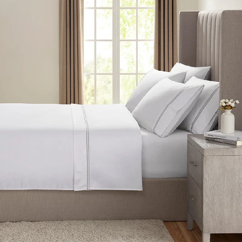 Queen - Size Sheet Sets with a European Pillowcase Set400 Thread Count Regent Flat Sheet - Gray