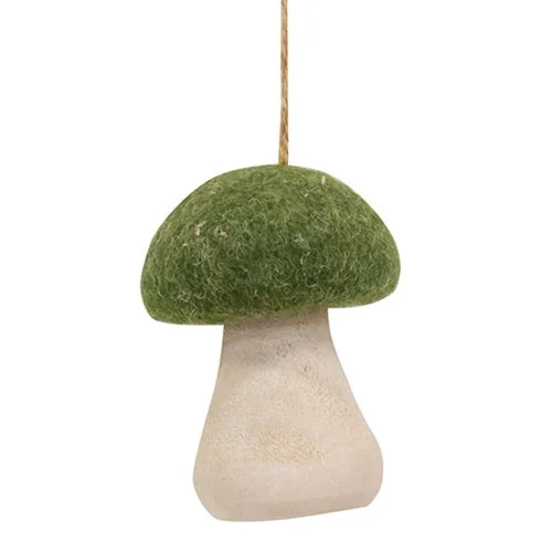 Bed skirts with a geometric print for a modern aestheticFelted Wooden Mushroom Ornament