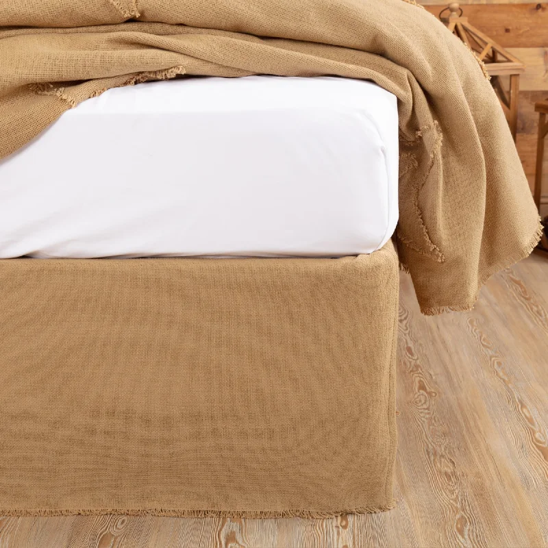 Bed skirts with a tropical print for a vacation - inspired feelBurlap Fringed Bed Skirt Bed skirts with a tropical print for a vacation - inspired feelBurlap Fringed Bed Skirt
