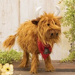 Bed skirts with a high - quality elastic waistbandFluffy Highland Cow w/Bandana and Bell - 13" Bed skirts with a high - quality elastic waistbandFluffy Highland Cow w/Bandana and Bell - 13"