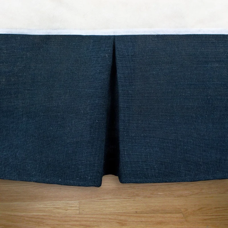 Bed skirts with a high - quality elastic waistbandBurlap Navy Pleated 14-inch Drop Bedskirt Bed skirts with a high - quality elastic waistbandBurlap Navy Pleated 14-inch Drop Bedskirt