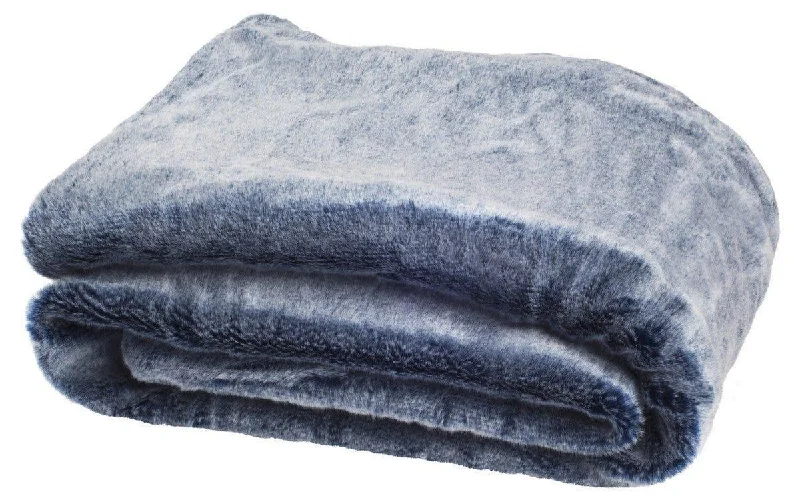 Chenille - textured soft throw blankets​Recycled polyester blankets for an eco - conscious optionBlue and White Plush Throw Blanket