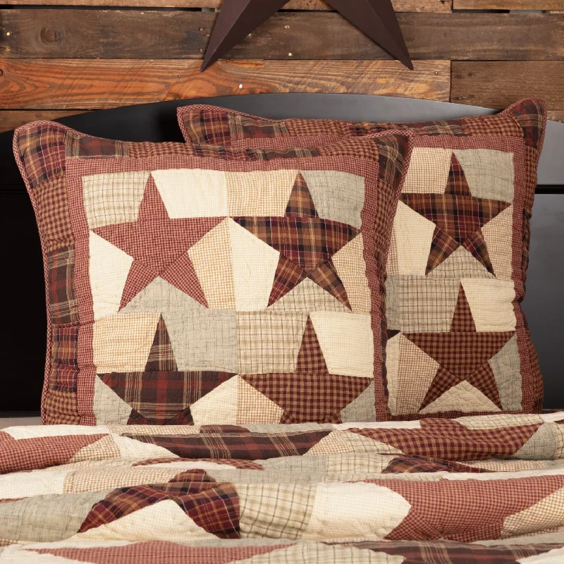 Bed skirts with a geometric print for a modern aestheticAbilene Star Quilted Euro Sham 26x26