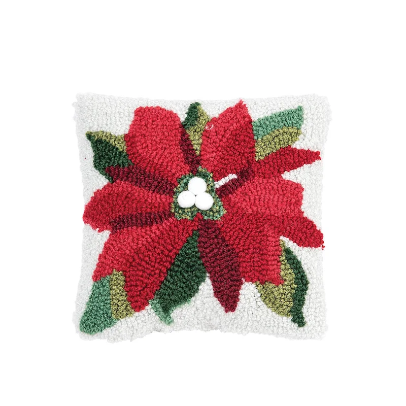 Cooling Pillows for Hot SleepersPoinsettia Hooked Mini Pillow