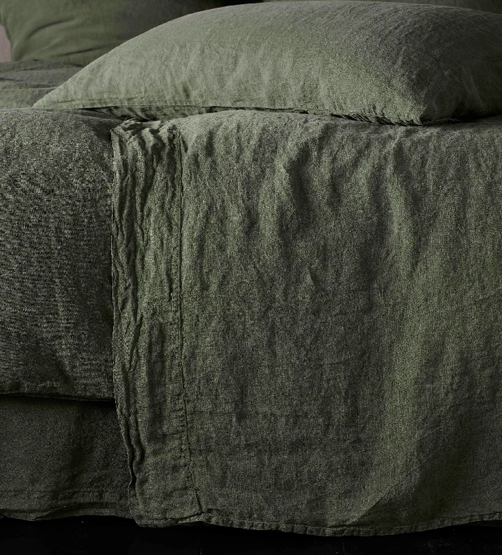 Polyester - Cotton Blend Sheets for Durability and ComfortOlive Green 100% Linen Flat Sheet