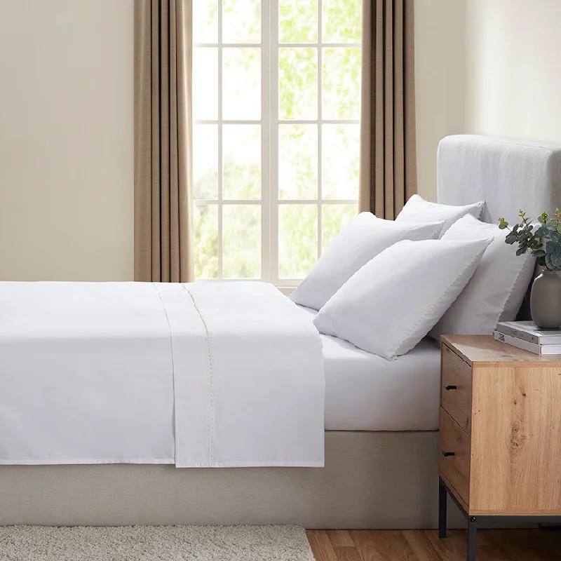 Rayon - Cotton Sheets for a Breathable and Soft Blend200 Thread Count Girona Flat Sheet - White