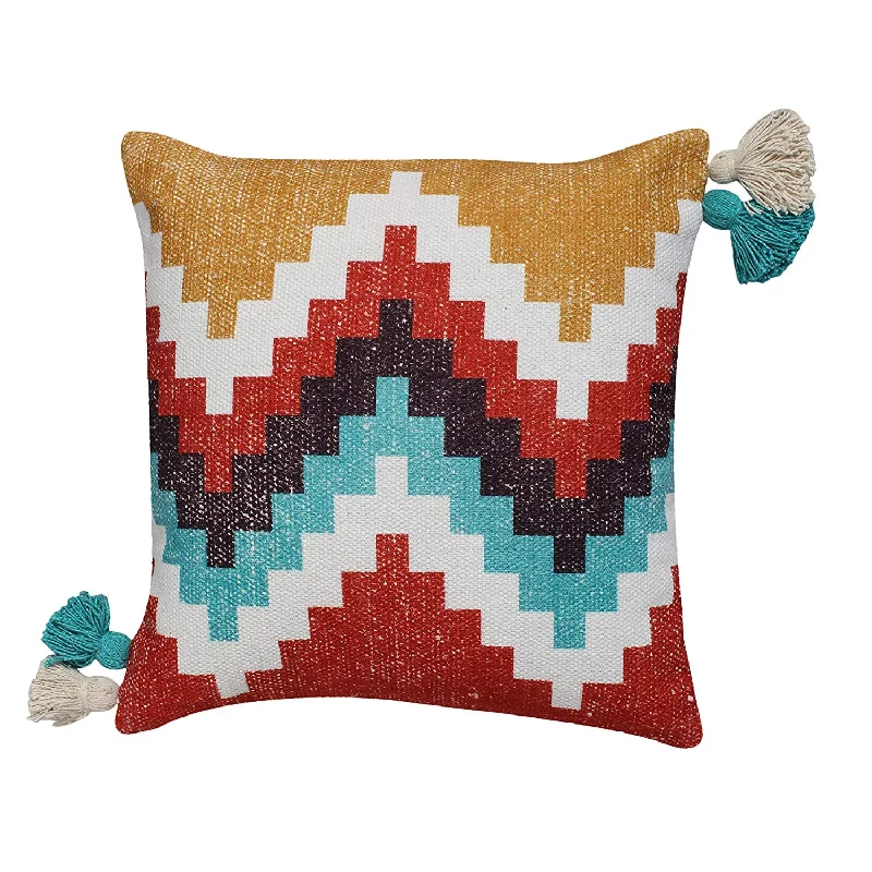 Back Support Pillows for Office ChairsBenzara 18 x 18 Cotton Hand Woven Dhurri Pillow with Kilim Print, Multicolor Back Support Pillows for Office ChairsBenzara 18 x 18 Cotton Hand Woven Dhurri Pillow with Kilim Print, Multicolor