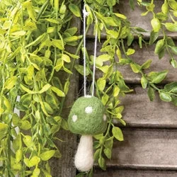 Bed skirts with a damask pattern for an elegant lookGreen Felted Mushroom Ornament