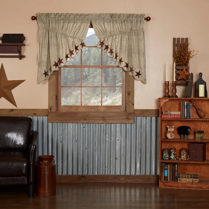 Queen - size bed skirts with ruffled edgesAbilene Star Prairie Swag Set of 2 36x36x18