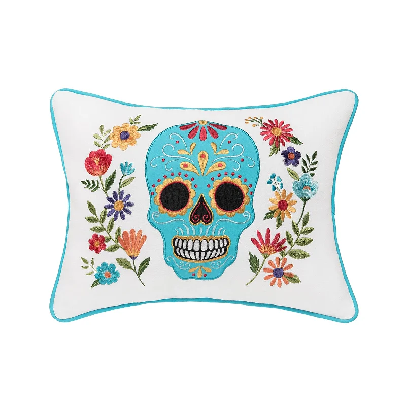 Square Pillows for Modern Home DecorAqua Sugar Skull Pillow