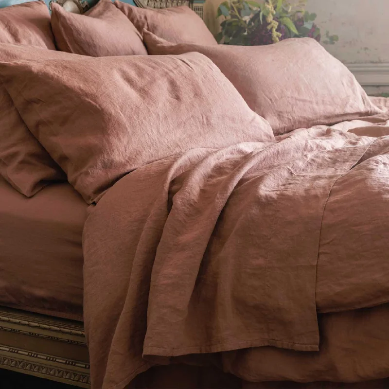 King - Size Sheet Sets with a Decorative Pillow SetWarm Clay 100% Linen Flat Sheet King - Size Sheet Sets with a Decorative Pillow SetWarm Clay 100% Linen Flat Sheet