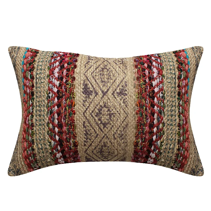 Feather Pillows for a Luxurious SleepBenzara 20 x 20 Hand Woven Cotton and Jute Pillow with Block Print, Brown and Red Feather Pillows for a Luxurious SleepBenzara 20 x 20 Hand Woven Cotton and Jute Pillow with Block Print, Brown and Red