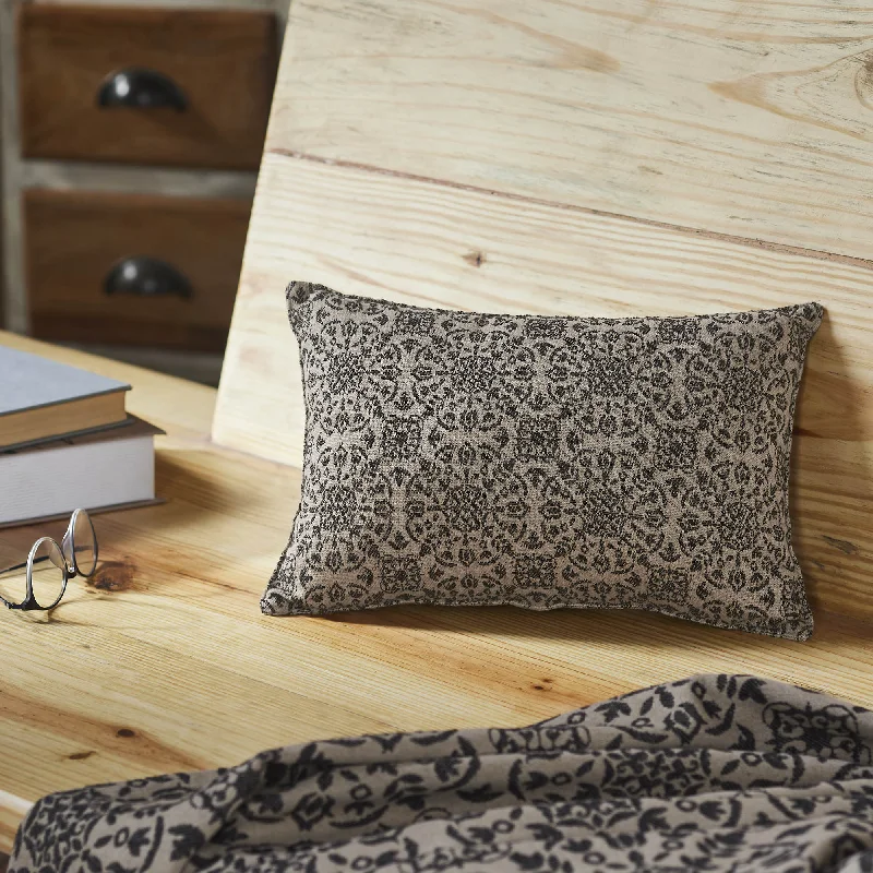 Down Alternative Pillows for Ethical ChoicesCustom House Black Tan Jacquard Pillow 9.5" x 14" VHC Brands