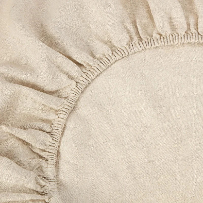 Twin - Size Sheet Sets with a Pillow ProtectorOatmeal 100% Linen Fitted Sheet