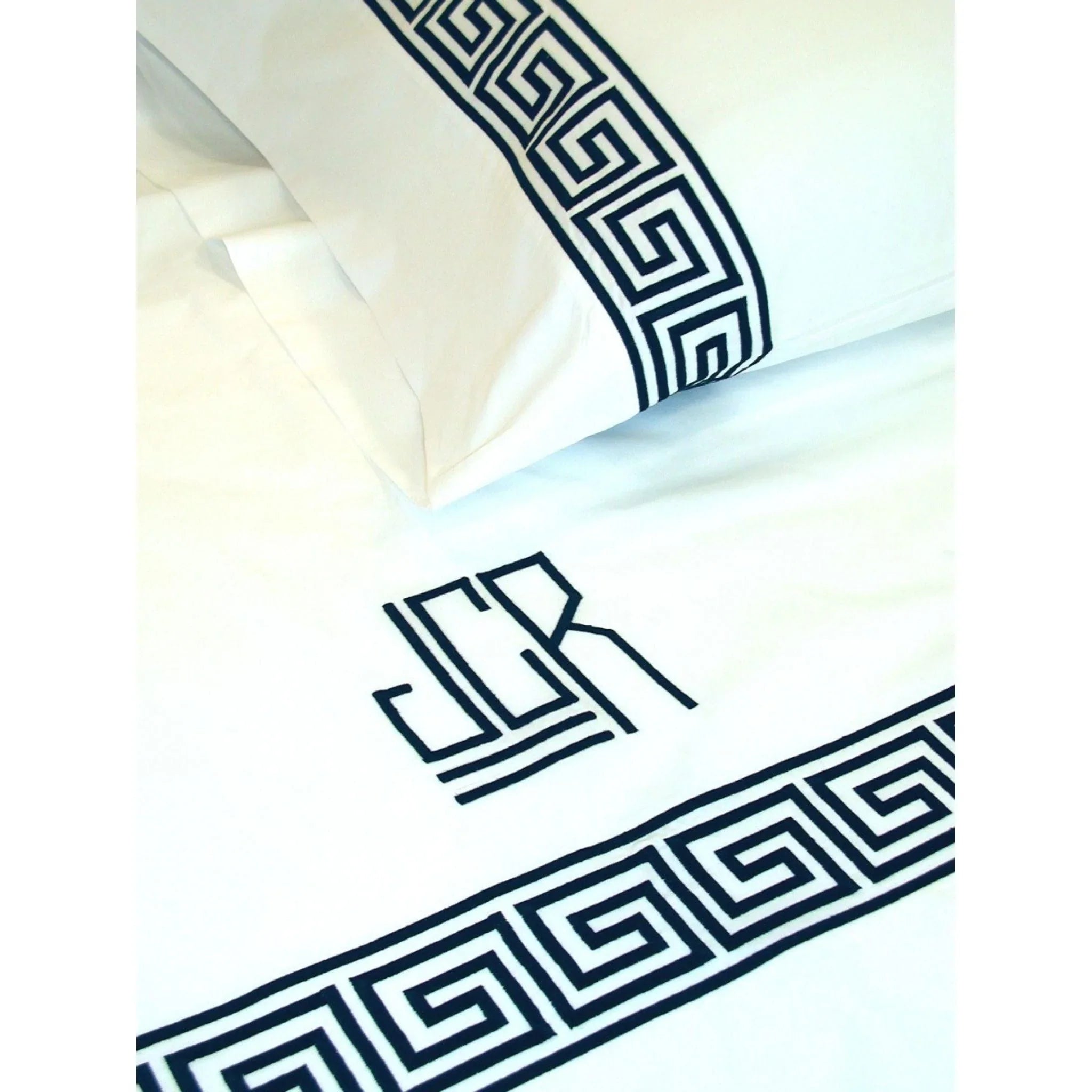 Fitted Sheets with Reinforced Corners for Long - Lasting UseGreek Key Fitted Sheet Fitted Sheets with Reinforced Corners for Long - Lasting UseGreek Key Fitted Sheet