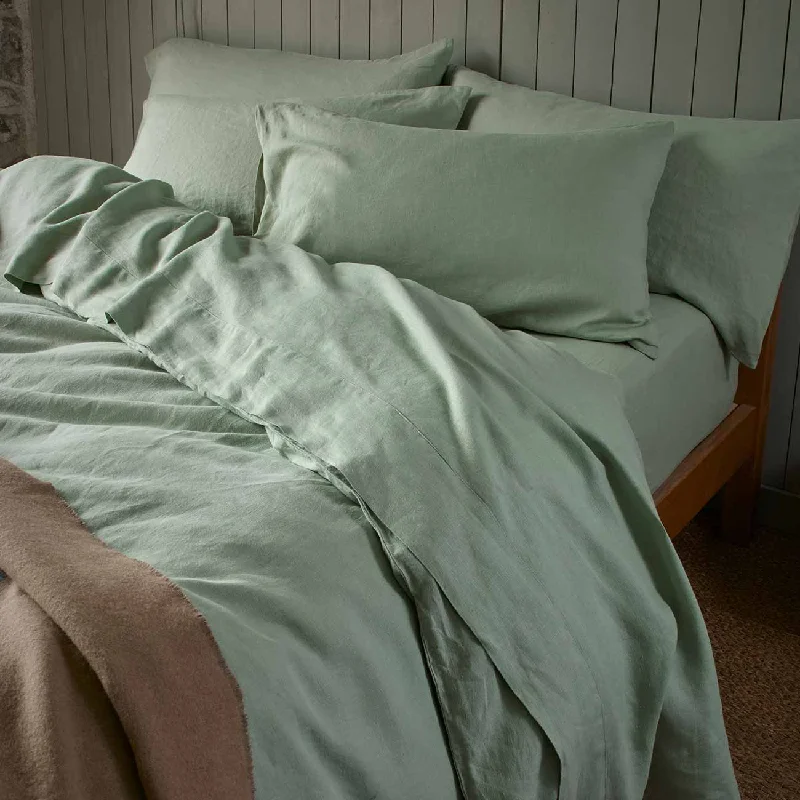 Twin - Size Sheet Sets with a Pillow ProtectorSage Green 100% Linen Flat Sheet