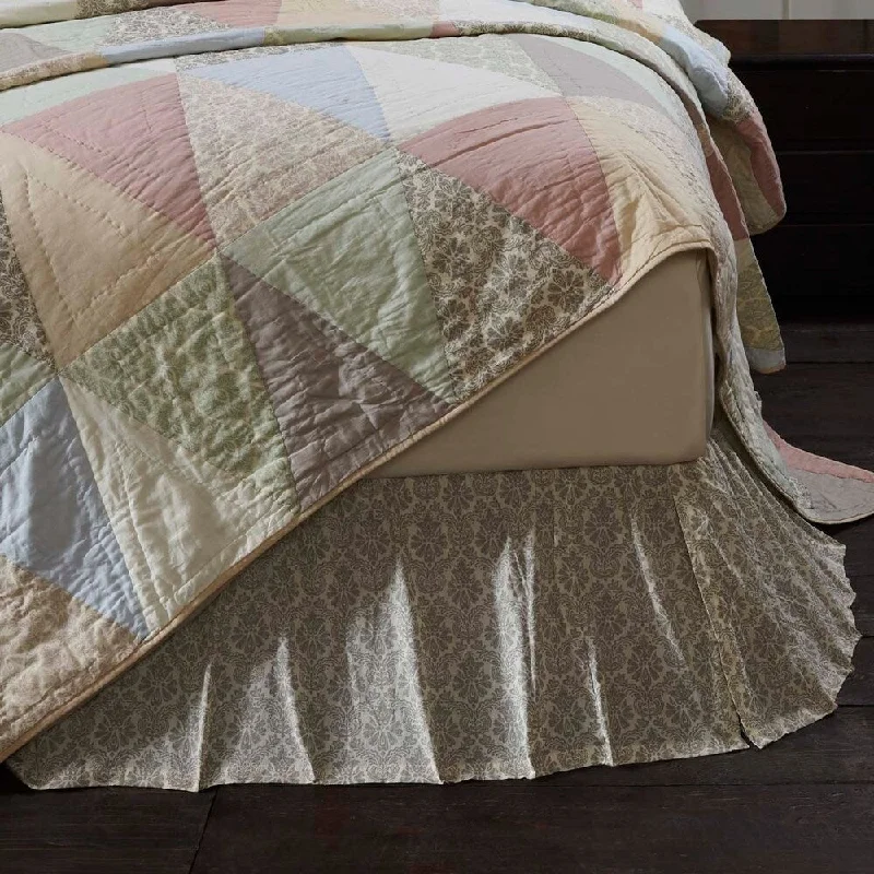 Bed skirts with a retro - style patternWhite Farmhouse Bedding VHC Ava Bed Skirt Cotton Floral - Flower Gathered Bed skirts with a retro - style patternWhite Farmhouse Bedding VHC Ava Bed Skirt Cotton Floral - Flower Gathered
