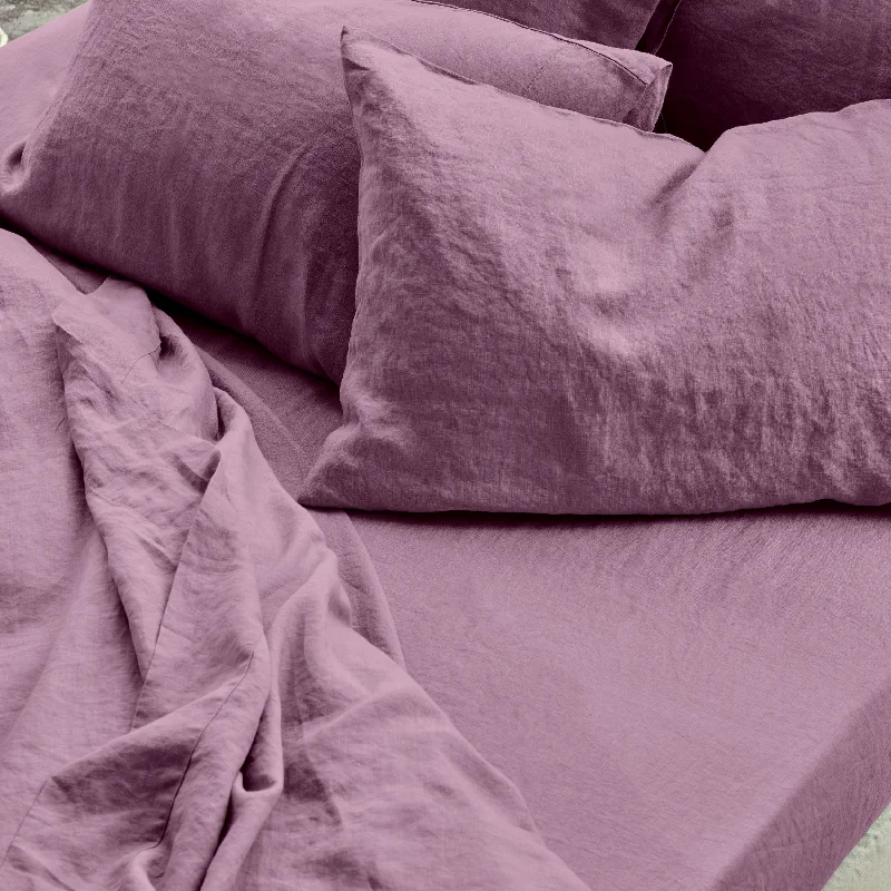 Wrinkle - Free Polyester Sheets for a Low - Maintenance BedRaspberry 100% Linen Fitted Sheet