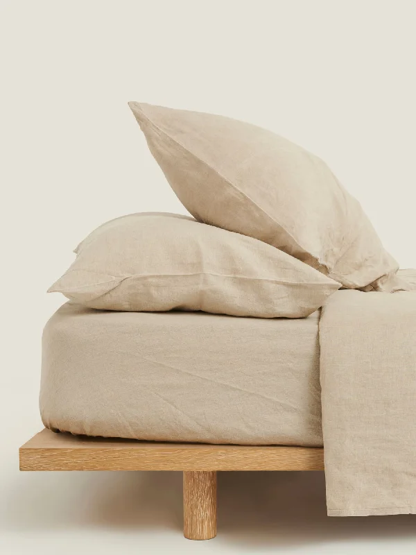 Hypoallergenic Silk Sheets for Sensitive Sleepers100% Linen Fitted Sheet in Natural